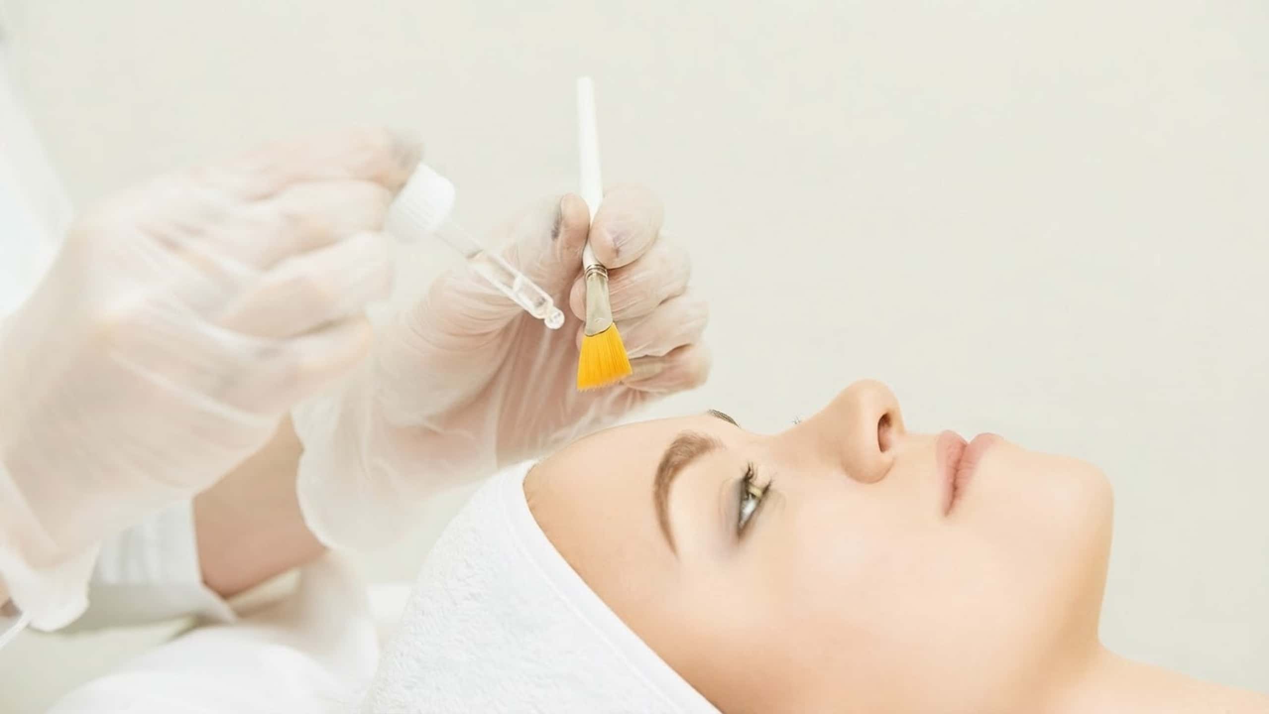 An aesthetic treatment in progress at A.Maks Aesthetics Med Spa